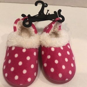 Kids slippers pink polkadots warm fuzzy7-8 m